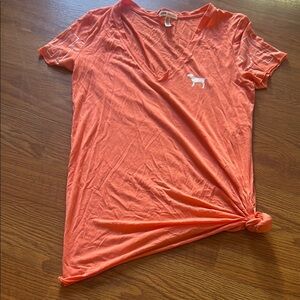 Pink Relaxed Tie Front Short Sleeve Tee